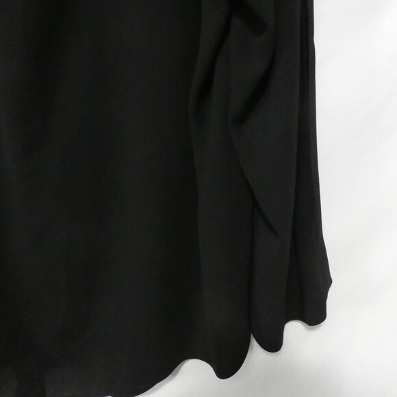 RACHEL - RACHEL ROY | 2X | Elegant Sheer Black V-Neck Blouse | Twist Knot Front - Picture 12 of 13